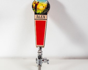 Golf Wooden Beer Tap Handle Personalized – Custom Golf Lover Bar Tap, Unique Gift for Him, Sports Home Bar Accessories Gifts
