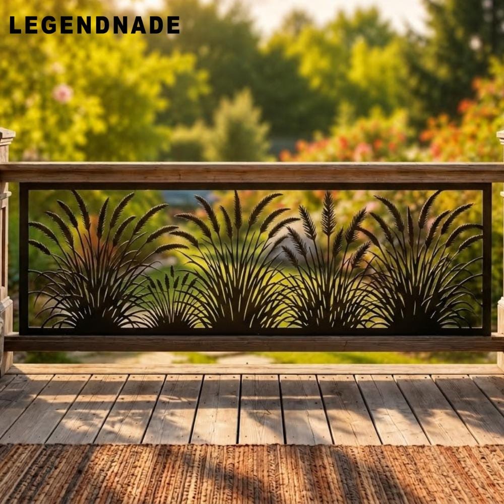 Nature Cut Out Railing Pampas Grass Metal Railings, Botanical Privacy Panel Decor, Reed ...