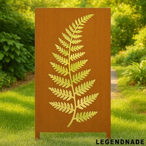 Panneau de jardin personnalisé en feuille de fougère, oeuvre d&#39;art pour le jardin en métal rouillé, paravent extérieur avec feuille de fougère pour jardin et clôture, cadeau de pendaison de crémaillère