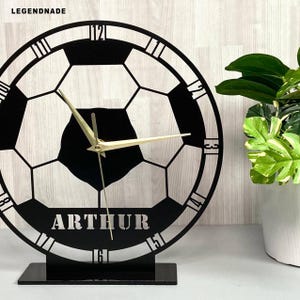 Personalized Soccer Desk Clock, Custom Name Football Tabletop Clock for Boys Room, Sports Fan Gift, Kids Desk Decor, Teen Room Clock
