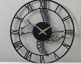 Reloj de pared con diseño de columna vertebral, regalo para cirujano ortopédico, decoración para consultorio quiropráctico, reloj de anatomía médica, arte de pared para médicos.