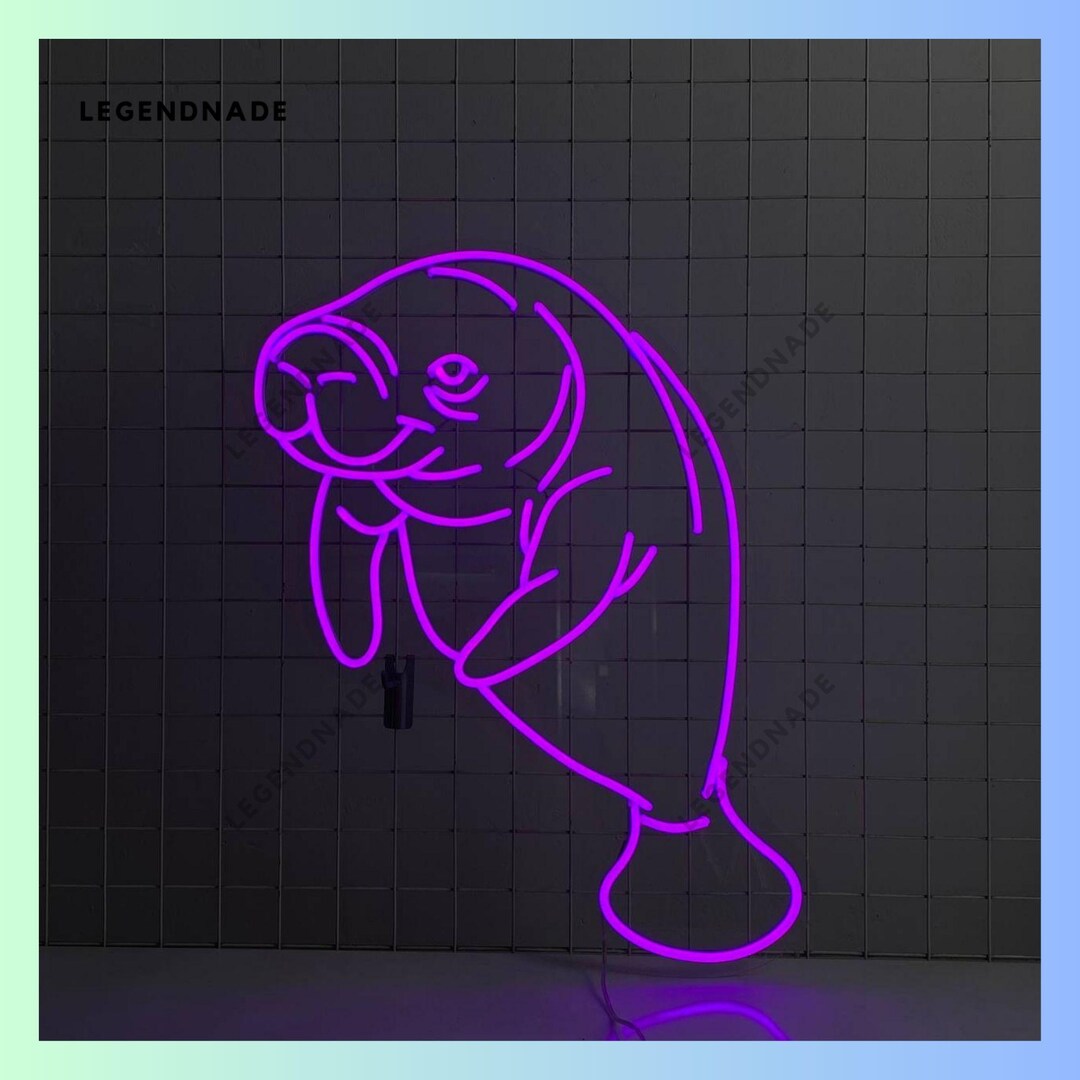Marine Manatee Neon Sign, Manatee Led Sign, Manatee Animal Led Light ...