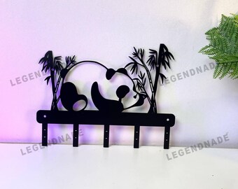 Custom Panda Metal Key Holder, Personalized Metal Panda Coat Rack, Panda Lover Home Gift, Housewarming Entryway Decoration