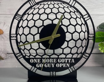 Orologio da scrivania in metallo personalizzato a forma di pallina da golf, orologio da scrivania per ufficio a forma di pallina da golf, orologio da scrivania circolare a forma di pallina da golf, decorazione da libreria sportiva, orologio da tavolo decorativo