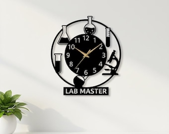 Chemistry Lab Metal Wall Clock, Science Lab Decor, Chemistry Teacher Gift, Scientist Wall Art