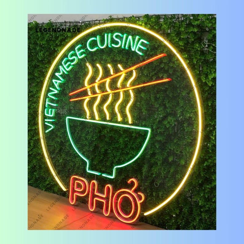 Pho Bowl Neon Sign, Vietnamese Cuisine Led Sign, Pho Led Light, Pho ...