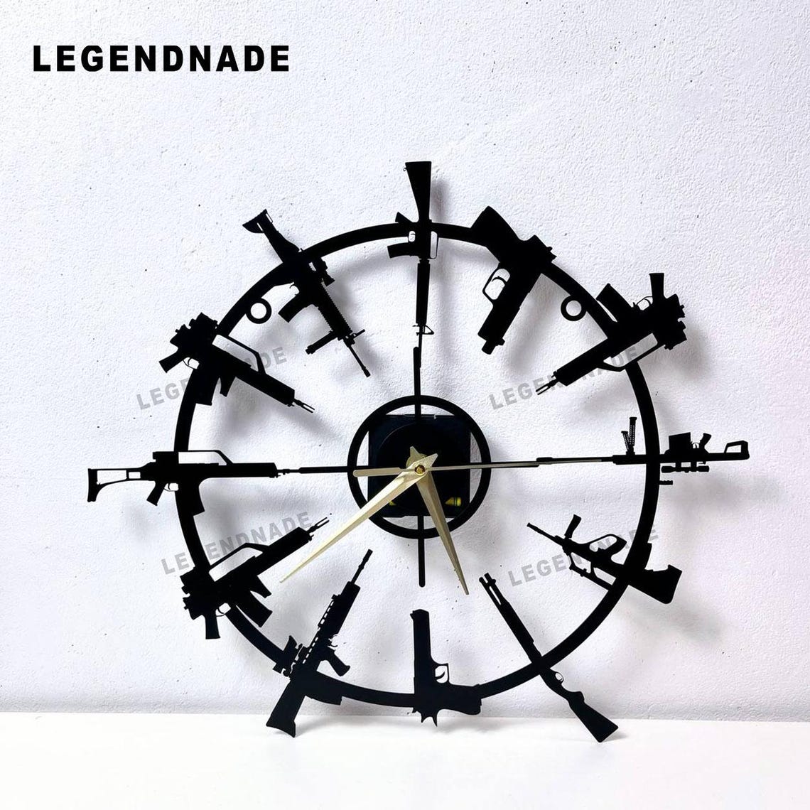 Gun Metal Wall Clock, Firearms-themed Clock Decor for Gun Shop or Home ...