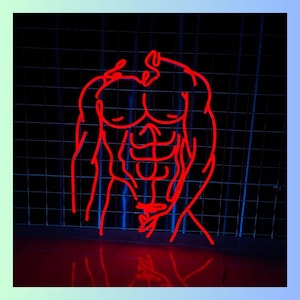 Sexy Man Neon Sign, Sexy Body Led Sign, LGBT Sexy Man Led Light, 6 Packs Man Neon Light, Room Wall Art Light, Gym Home Wall Decor