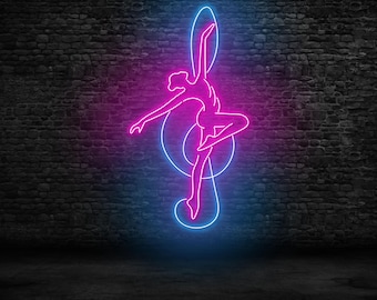 Tänzerin Leuchtreklame für Studiodekor, Ballett-Mädchen LED-Licht, benutzerdefinierte Leuchtreklame, Tanzstudio-Wanddekor, Geschenk für sie oder Tänzer