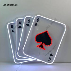 Poker Cards Neon Sign, Poker Card Led Sign, Poker Casino Led Light, Poker Casino Neon Light, Open Casino Wall Art, Casino Wall Decor