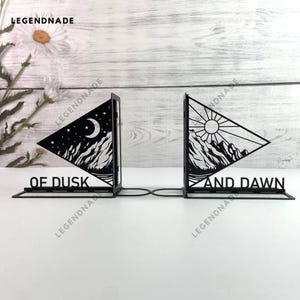Personalized Day And Night Metal Bookend, Moon Sun Metal Bookends, Bookshelf Decor, Book Lover Gift, Table Sign, Metal Desk Decor Home Decor