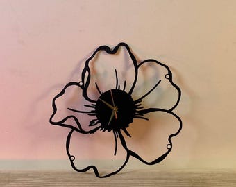 Orologio da parete in metallo con fiori personalizzati, orologio da parete unico per l'arredamento della casa e l'arte murale, orologi floreali personalizzati da parete, orologio da parete moderno