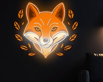 Fox Neon Sign, Wall Light for Living Room Decor, Fox Wall Art Decor, Animal Lover Gift, Housewarming Gift Idea, Fox Artwork for Home Decor