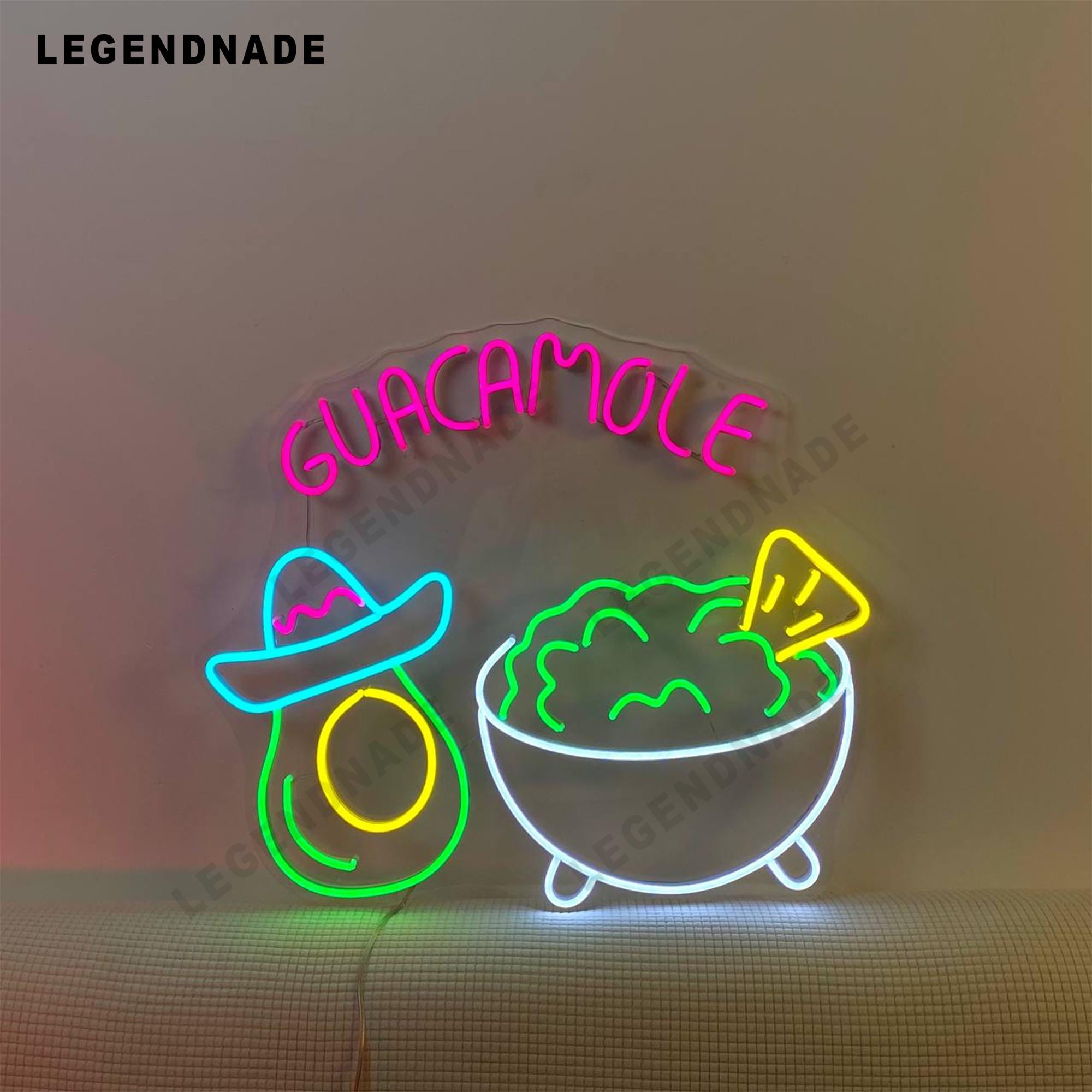 Custom Guacamole Neon Sign, Avocado Decor Led Sign, Mexican Food