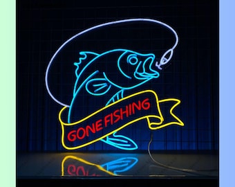 釣りネオンサイン、釣りLEDライト、壁飾りの魚、釣りクラブの壁アート