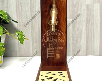 Gepersonaliseerde whiskydispenser hout, gegraveerde bourbondispenser, decor, whiskydispenser cadeau voor hem