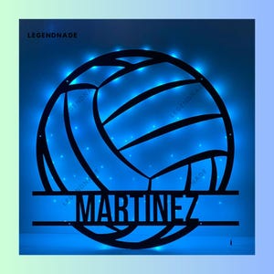 Personalized Volleyball Metal Sign, Volleyball Ball Metal Light, Volleyball Name Led Light, Player Name Metal Wall Art, Home Room Wall Decor