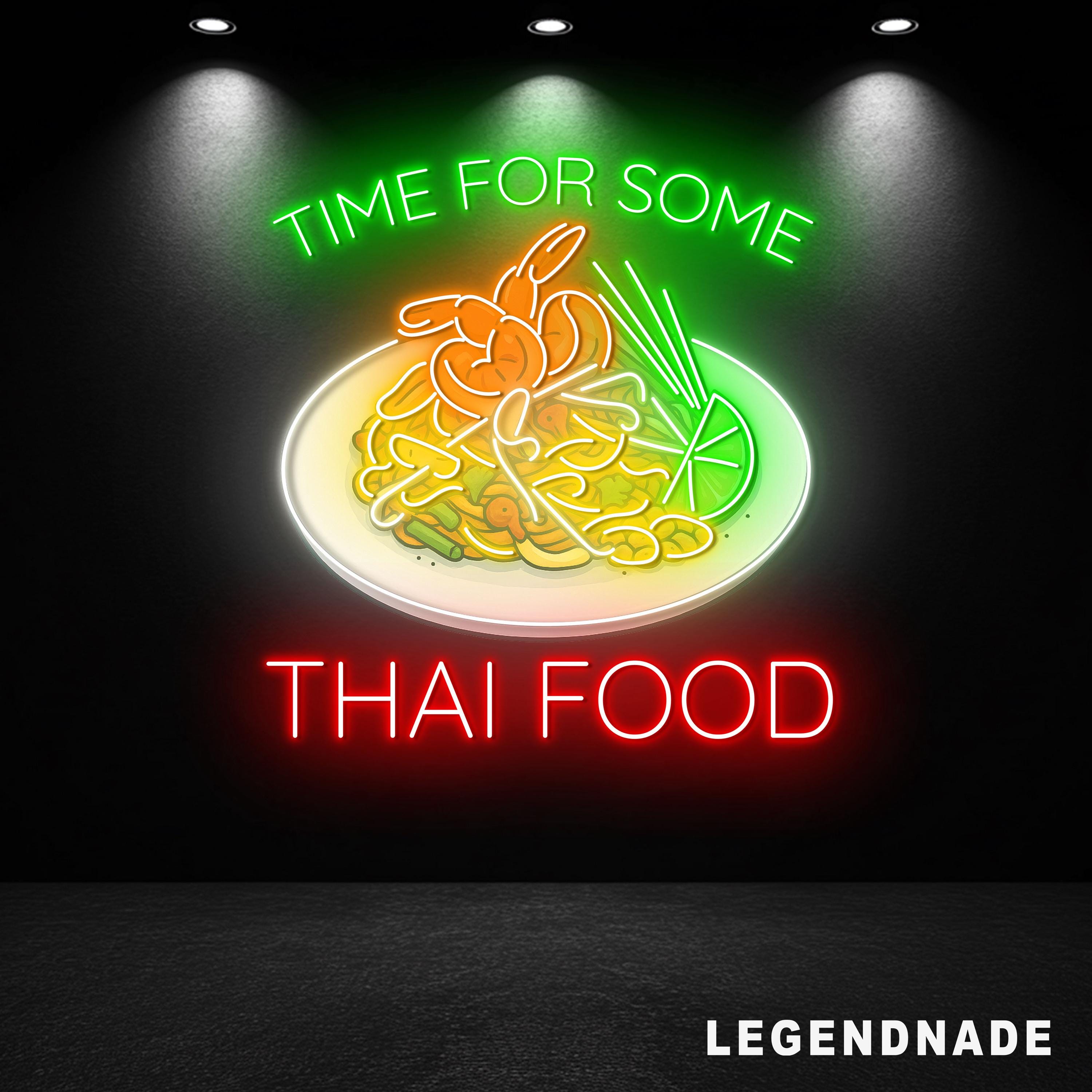 Pad Thai Neon Sign, Thai Food Wall Art for Restaurant, Pad Thai