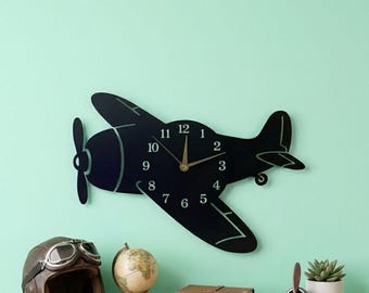 Airplane Metal Wall Clock, Aviation Decor Handmade, Pilot Gift, Custom Plane Clock, Modern Home Wall Art