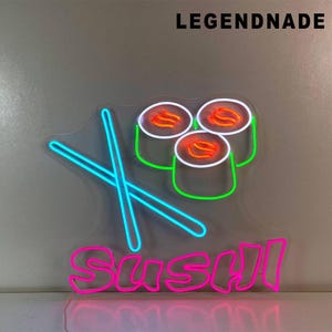 Sushi Neon Sign: Japanese Restaurant LED Sign, Sushi Bar Decor, Asian Food Wall Art