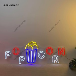 Popcorn Neon Sign, Popcorn Led Sign, Cinema Room Led Light, Popcorn Neon Light For Movie Theater Wall Art, Movie Theater Wall Decor