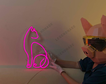 Benutzerdefinierte Katze Neon Schild, LED leuchtet Katze Wand dekor, Neon Katze Zeichen für Schlafzimmer, Haustier-Liebhaber-Geschenk, niedliche Katze Raumdekor, Kinderzimmer Dekor LED-Schild