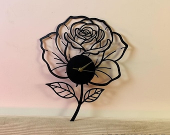 Rose Metal Wall Hanging Clock, Floral Wall Art Decor, Sunflower Clock Home Decor, Gift For Her