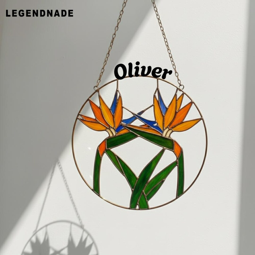 Custom Bird of Paradise Stained Glass Suncatcher With Name - Beautiful ...