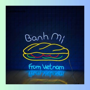 Banh Mi Neon Sign, Vietnamese Cuisine Led Sign, Banh Mi Led Light, Bread Neon Light, Vietnamese Food Wall Art, Vietnamese Banh Mi Wall Decor