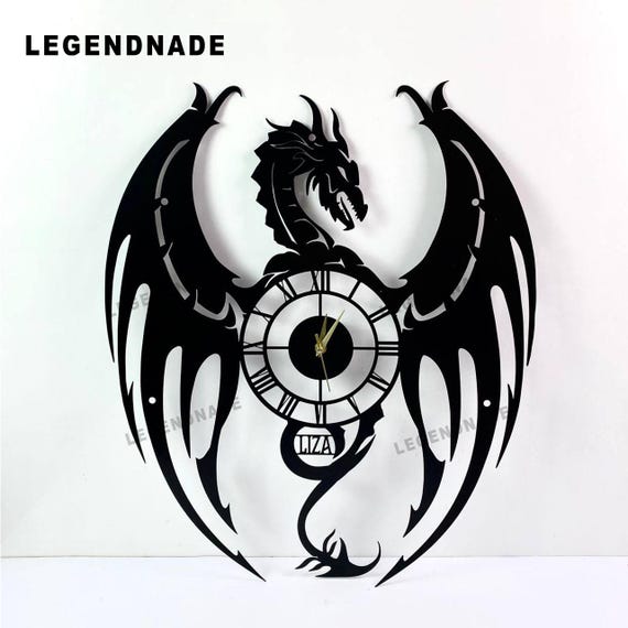 Custom Dragon Metal Wall Clock, Personalized Dragon Wall Art Clock for Home Decor or Game Room, Unique Gift for Dragon Lovers and Gamers