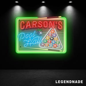 Custom Pool Hall Neon Sign, Personalized Billiards LED Wall Light for Game Room, Man Cave Decor, Billiard lover Gift