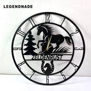 Metalen wandklok paard, gepersonaliseerde wandklok paard voor modern interieur, geweldig cadeau voor cowboys en paardensportfans