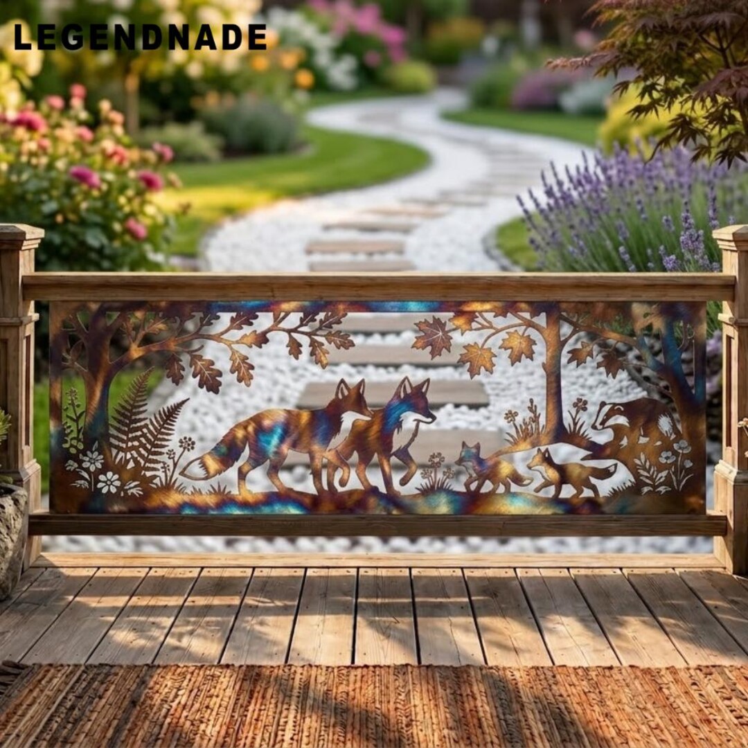 Wildlife Railing Fox Metal Railings, Forest Privacy Panel, Wildlife Balcony Panels ...
