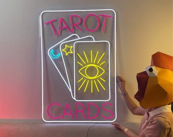 Tarot Karten Neon Schild, Tarot Karte LED Schild Wand dekor, Tarot Lesung LED Licht Neonlicht, Tarot Wandkunst, Kaffee Bar Dekor