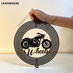 Motorcycle Metal Wind Spinner, Custom Name Outdoor Hanging Yard Art, 3D Kinetic Spinner, Garden Decoration Gift for Motorcycle Lover