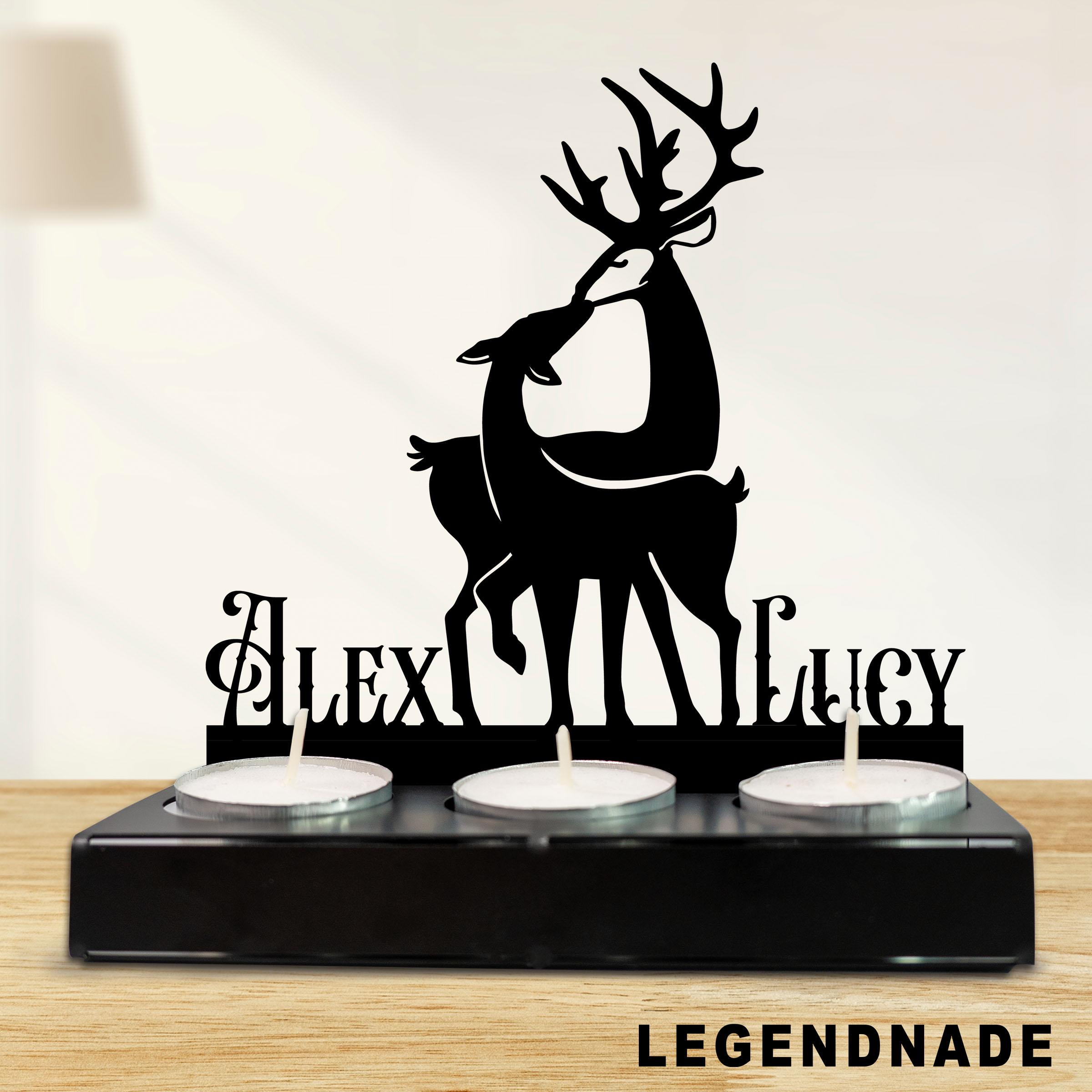 Personalized Deer Candle Holder, Custom Metal Candle Stand With