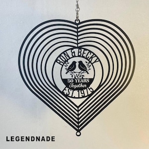 Personalized 50th Wedding Anniversary Wind Spinner, Custom Bird Couple Wind Spinner with Name, Anniversary Hanging Spinner, Gift for Mom Dad