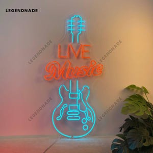 Live Music Neon Sign, Guitar Led Sign, Guitar Music Led Light, Musical Instrument Neon Light, Music Show Studio Wall Art, Home Wall Decor