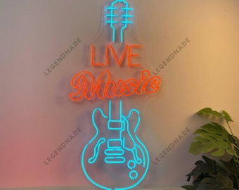 Live Music Neon Sign, Guitar Led Sign, Guitar Music Led Light, Musical Instrument Neon Light, Music Show Studio Wall Art, Home Wall Decor