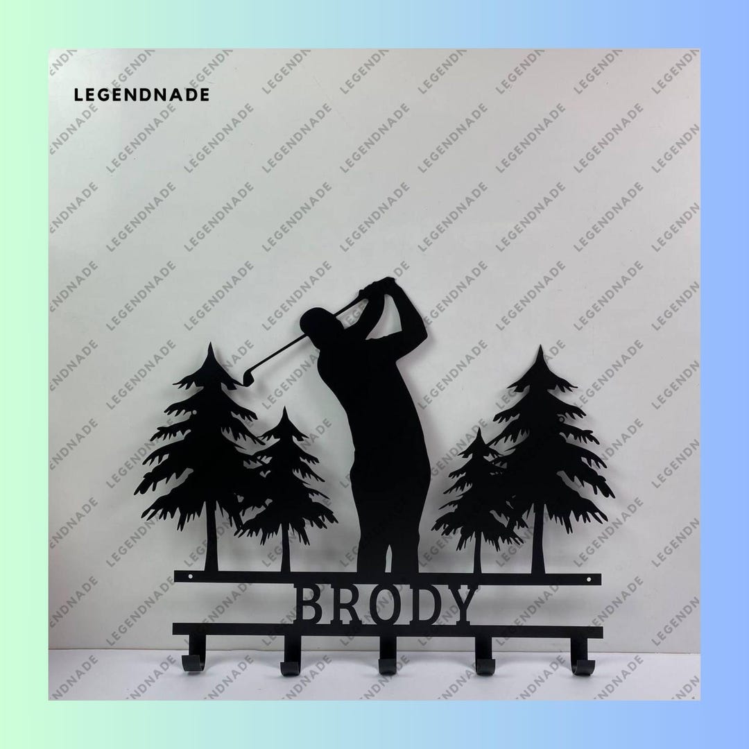 Custom Golf Keys Holder, Coat Rack Wall Hanger, Golf Player Metal Wall ...