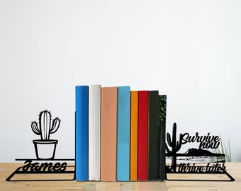 Aangepaste boekensteunen cactus plant, cactus decor boekensteunen, planten woestijn kunst boekenstandaard, metalen boekensteun, boekenplank decor cadeau voor boekenliefhebbers
