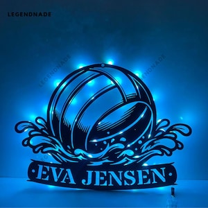 Personalized Water Polo Ball Metal Sign, Water Polo Metal Light, Water Polo Led Light, Water Polo Player Name Metal Wall Art Home Wall Decor