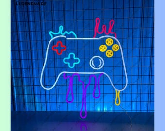 Gamepad Dripping Neon Sign, Game Controller Led Sign, Gaming Room Led Light, Gamer Neon Light, Bar Pub Wall Art, Gaming Club Wall Decor