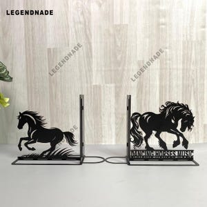 Customized Horse Metal Bookends, Personalized Horse Lover Gift, Rustic Shelf for Home, Horse Bookshelf Home Decor