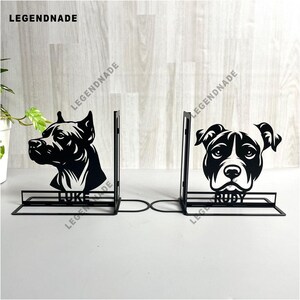 Personalized Bulldog Metal Bookends, Custom Dog Book Holder, Pet Lover Gift, Minimalist Dog Decor for Shelf