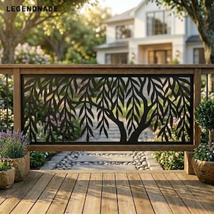 Weidenbaum Metall Geländer, Natur Sichtschutz Panel Dekor, Botanische Balkon Bildschirm, Hof Garten Kunst