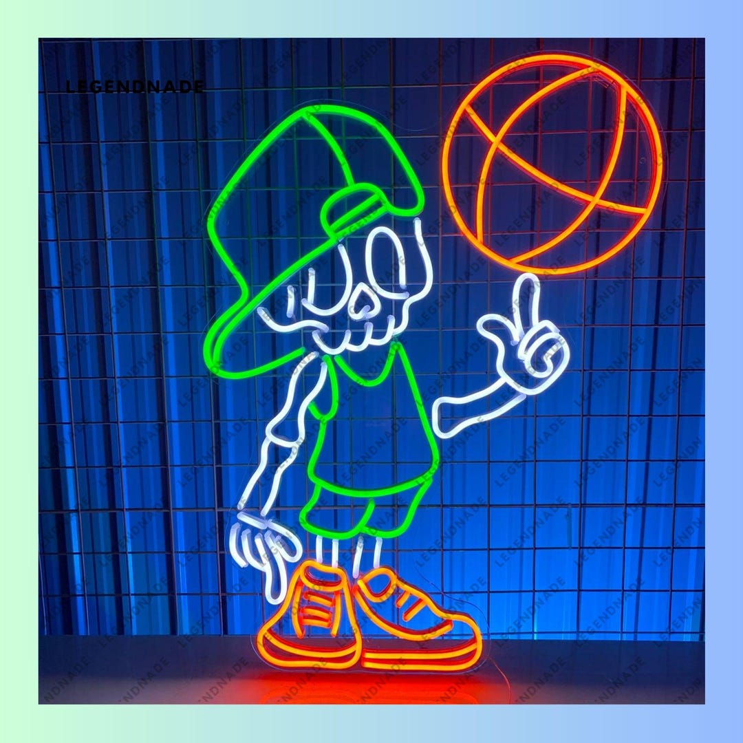 Skeleton Basketball Neon Sign, Skeleton Led Sign, Sport Player Led ...