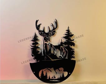 Deer Metal Wall Clock, Unique Nature-Inspired Deer Wall Clock Decor for Home, Great Gift for Dad and Hunter