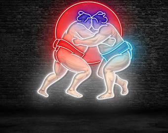 Neonskylt för sumobrottare, LED-ljus för brottning, anpassad neonskylt, present till sumobrottningsälskare, japansk kulturdekor