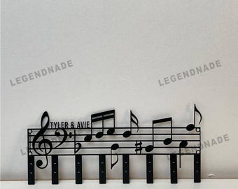 Custom Music Metal Wall Key Holder, Music Note Wall Coat Rack, Personalized Musical Home Decor, Gift for Musicians, Housewarming Entryway